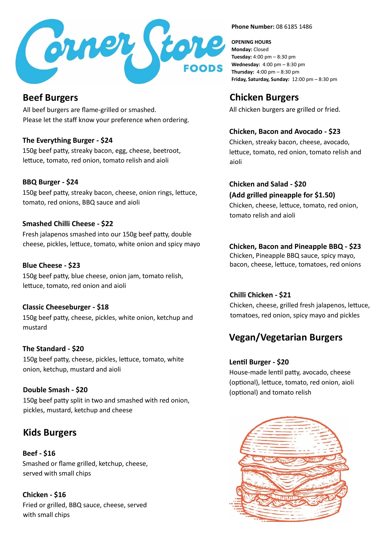 Corner Store Foods menu, page 1 preview