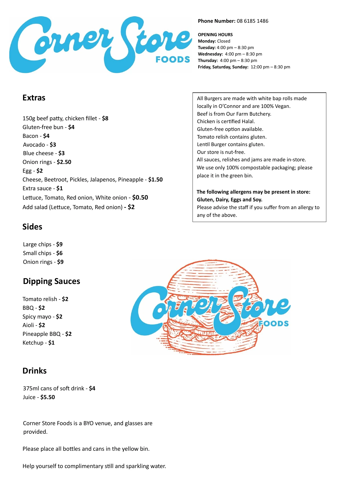 Corner Store Foods menu, page 2